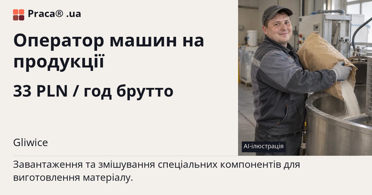 Оператор машин на продукції. 33 PLN / год брутто. . Житло надається, Contract of mandate