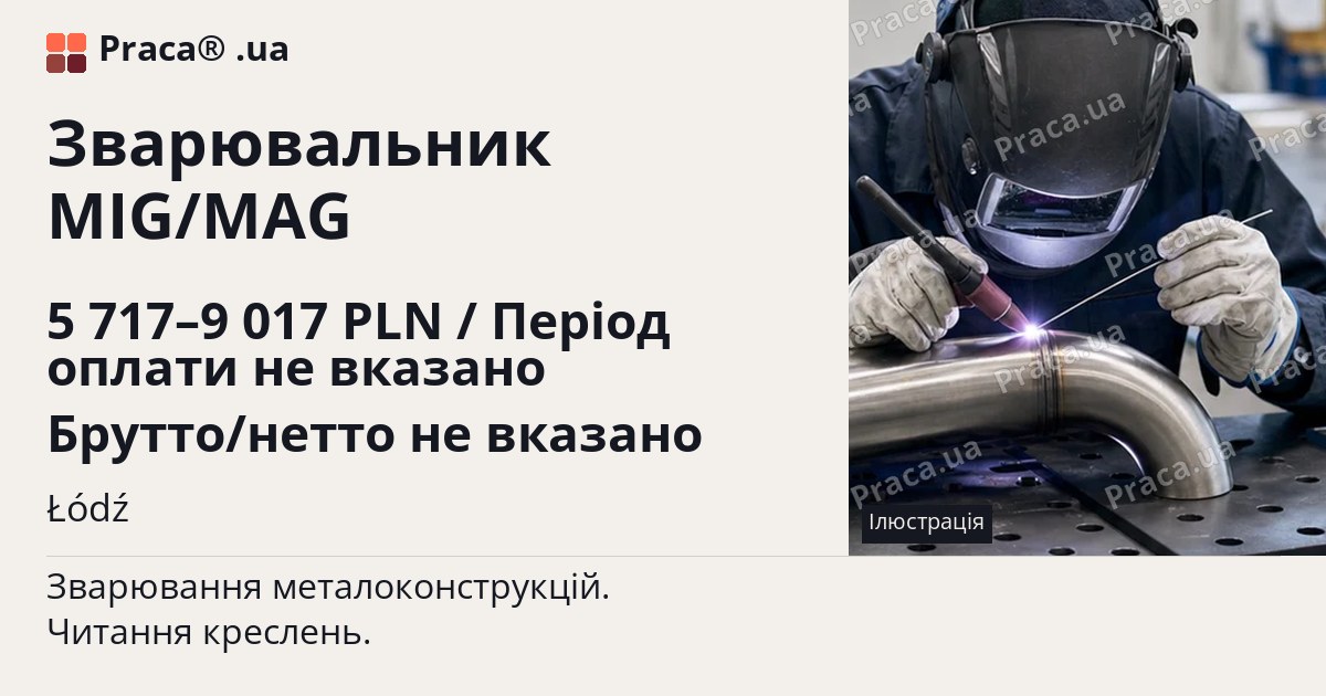 Зварювальник MIG/MAG. 5 717–9 017 PLN / Період оплати не вказано Брутто/нетто не вказано. Łódź