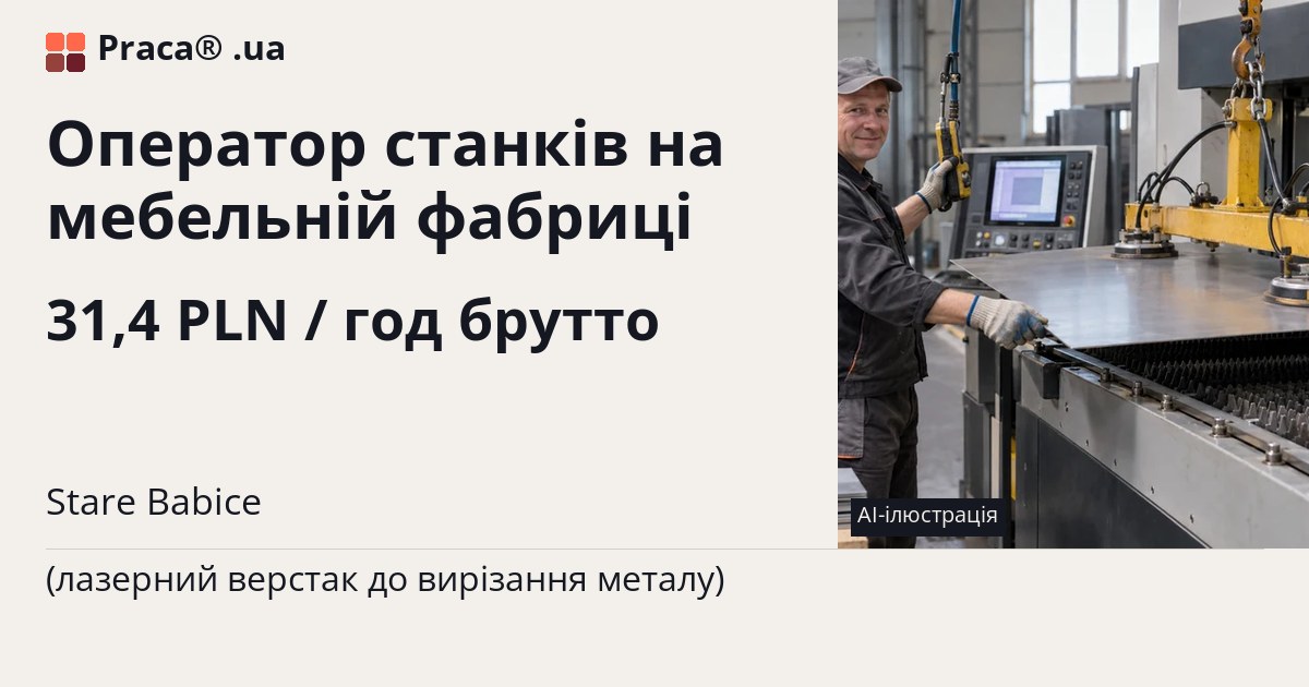 Оператор станків на мебельній фабриці. 31,4 PLN / год брутто. . Contract of mandate
