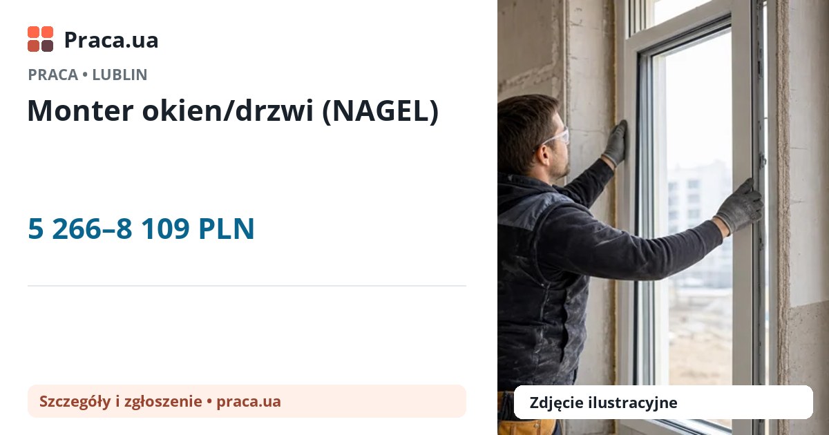 Monter okien/drzwi (NAGEL). 5 266–8 109 PLN. . 