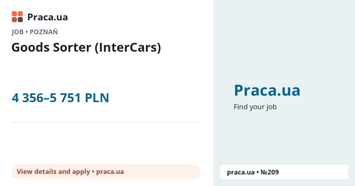 Goods Sorter (InterCars). 4 356–5 751 PLN. . 