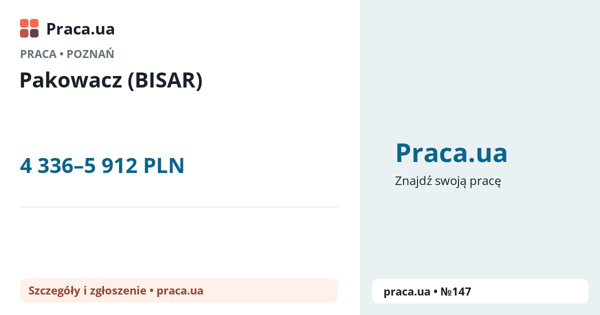 Pakowacz (BISAR). 4 336–5 912 PLN. . 