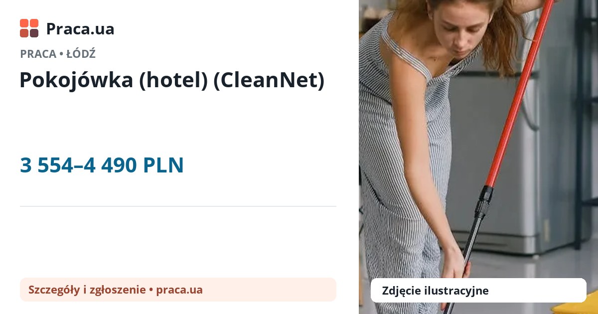 Pokojówka (hotel) (CleanNet). 3 554–4 490 PLN. . 