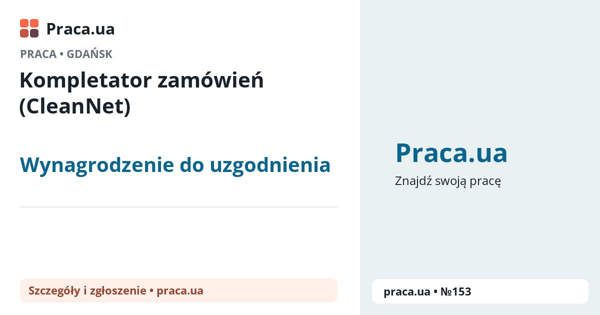 Kompletator zamówień (CleanNet). Wynagrodzenie do uzgodnienia. . 