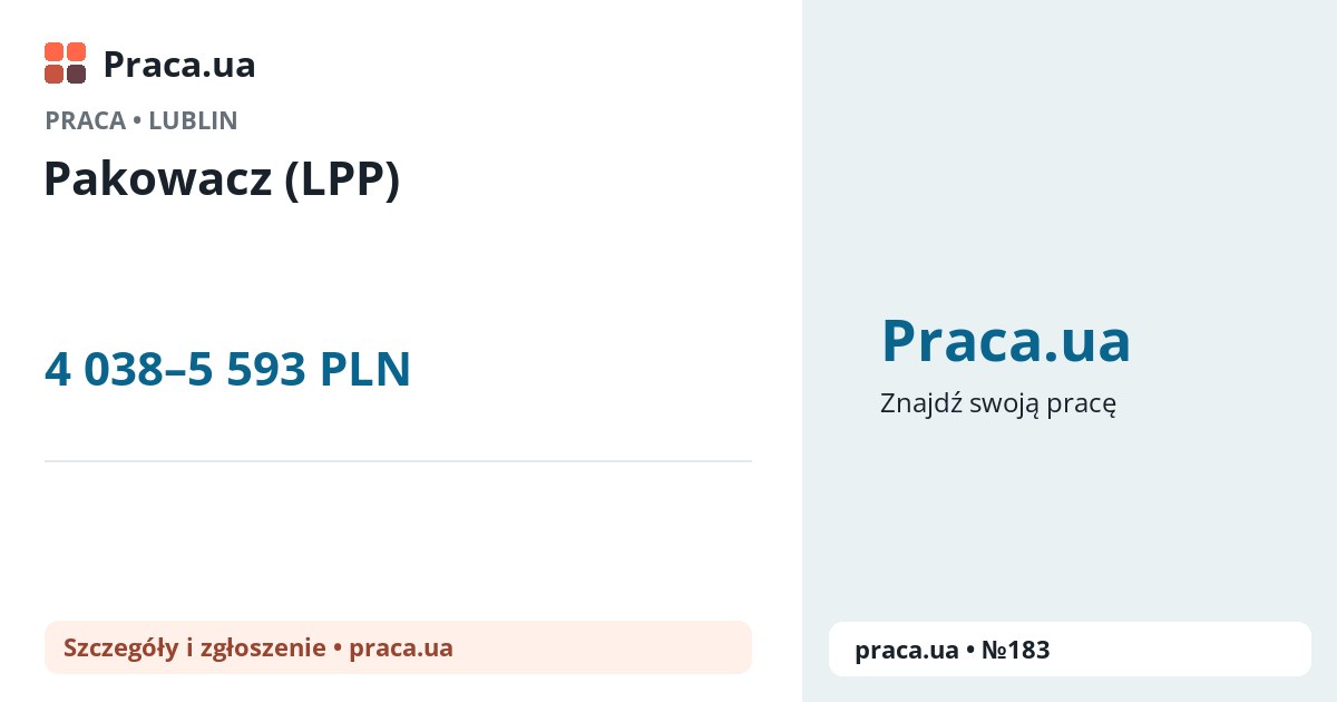 Pakowacz (LPP). 4 038–5 593 PLN. . 