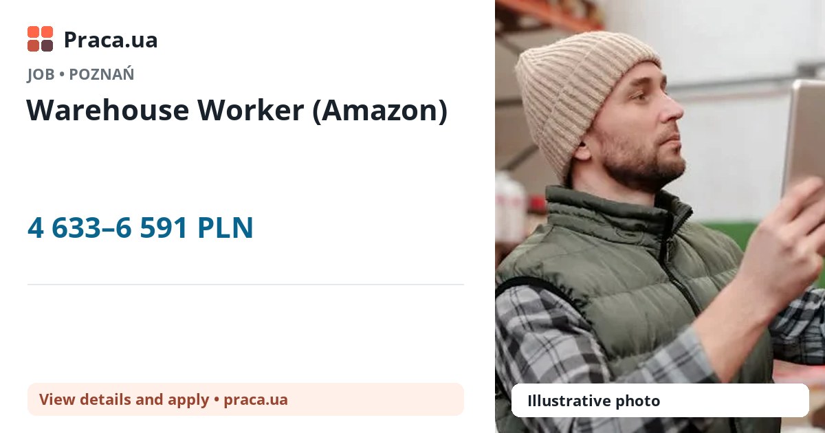 Warehouse Worker (Amazon). 4 633–6 591 PLN. . 
