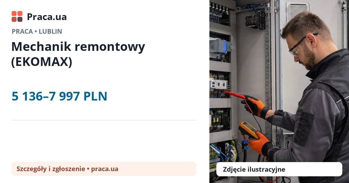 Mechanik remontowy (EKOMAX). 5 136–7 997 PLN. . 