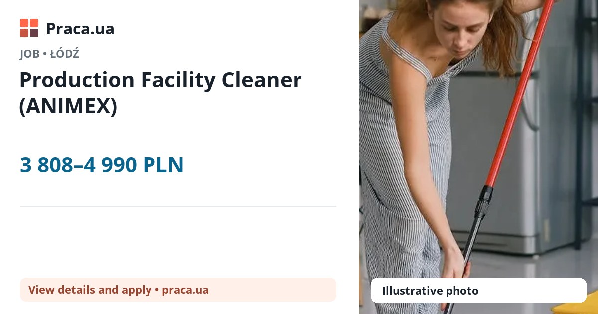 Production Facility Cleaner (ANIMEX). 3 808–4 990 PLN. . 