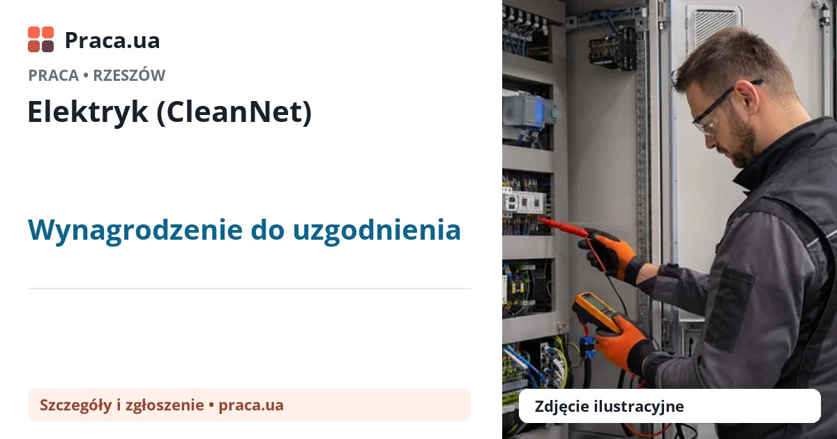 Elektryk (CleanNet). Wynagrodzenie do uzgodnienia. . 