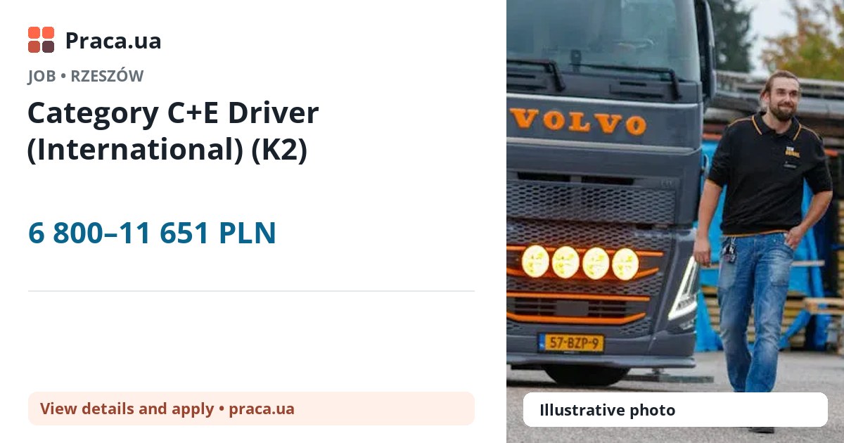 Category C+E Driver (International) (K2). 6 800–11 651 PLN. . 