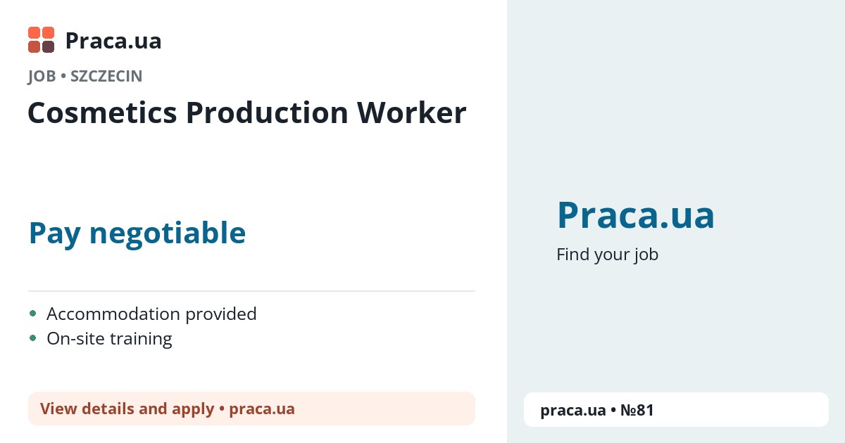 Cosmetics Production Worker. Pay negotiable. . Accommodation provided, On-site training