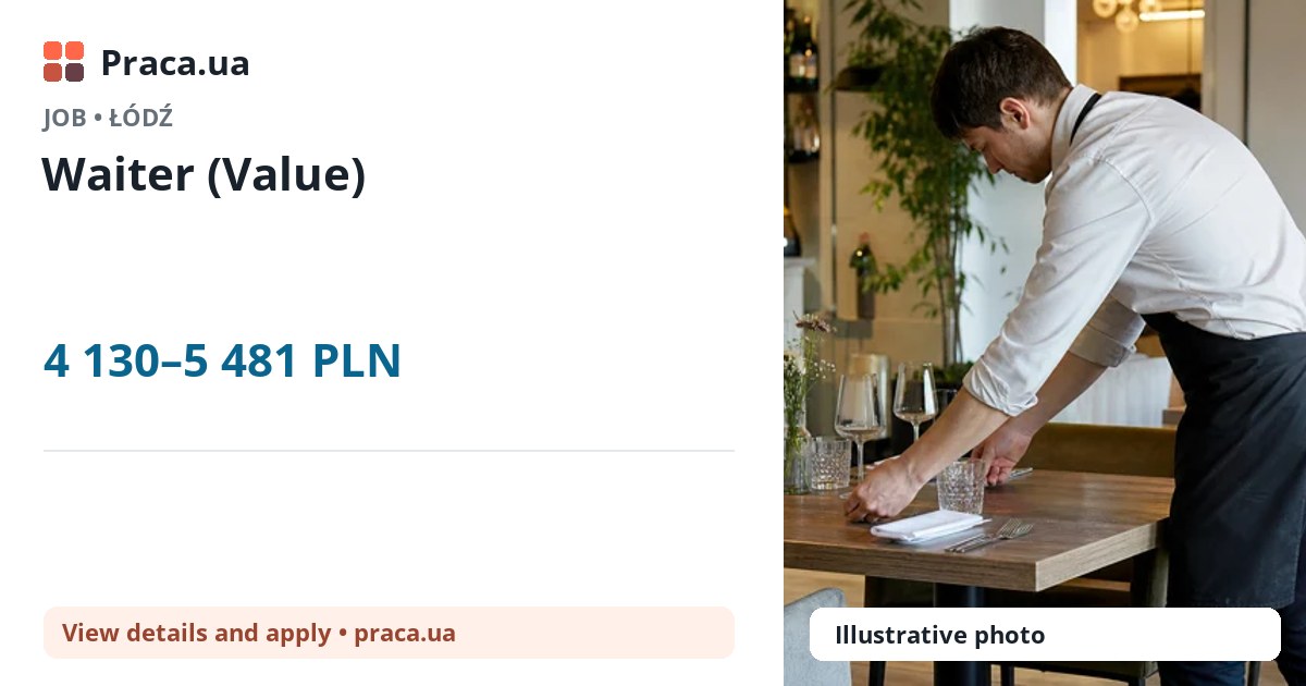Waiter (Value). 4 130–5 481 PLN. . 