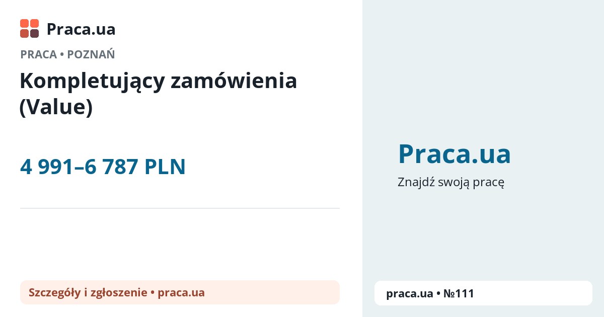 Kompletujący zamówienia (Value). 4 991–6 787 PLN. . 