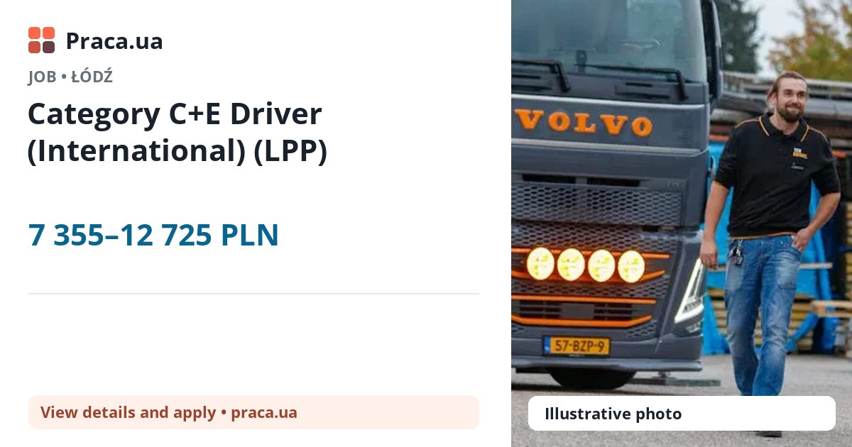 Category C+E Driver (International) (LPP). 7 355–12 725 PLN. . 