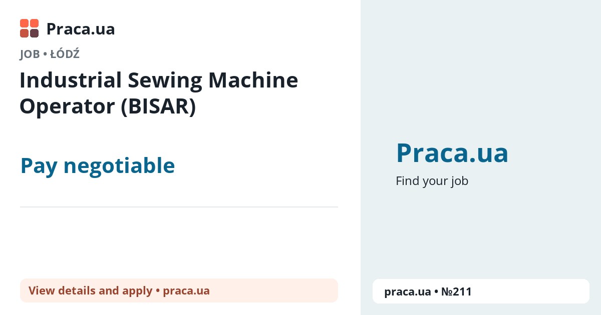 Industrial Sewing Machine Operator (BISAR). Pay negotiable. . 