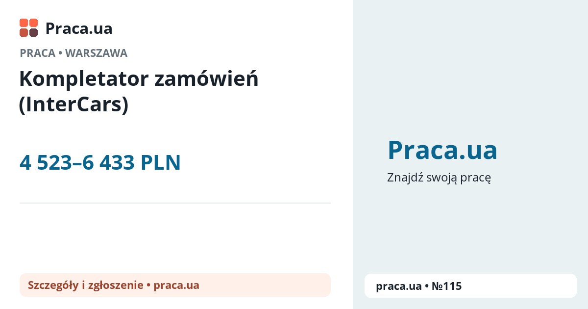 Kompletator zamówień (InterCars). 4 523–6 433 PLN. . 