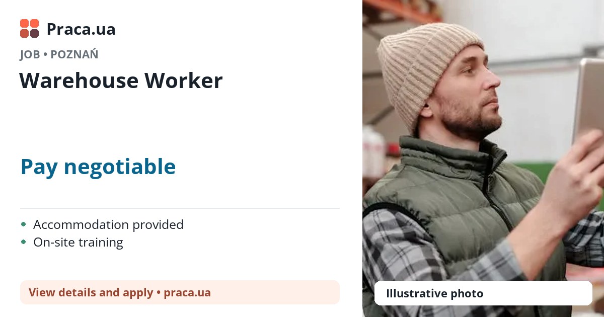 Warehouse Worker. Pay negotiable. . Accommodation provided, On-site training