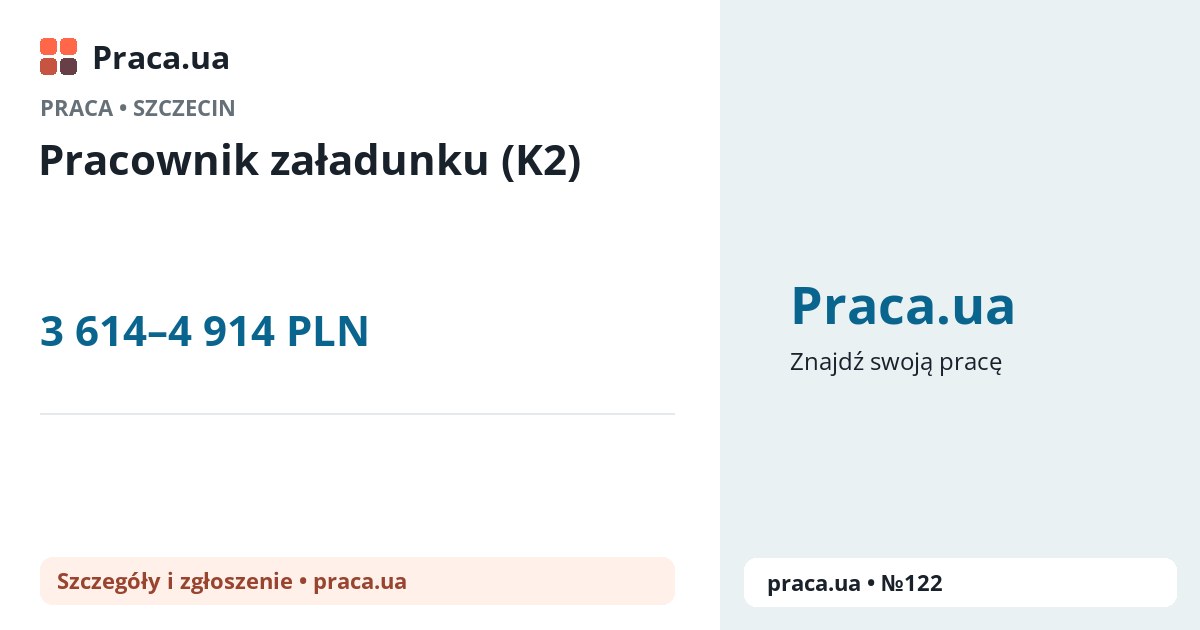 Pracownik załadunku (K2). 3 614–4 914 PLN. . 