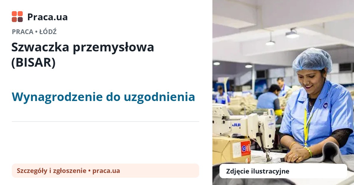 Szwaczka przemysłowa (BISAR). Wynagrodzenie do uzgodnienia. . 