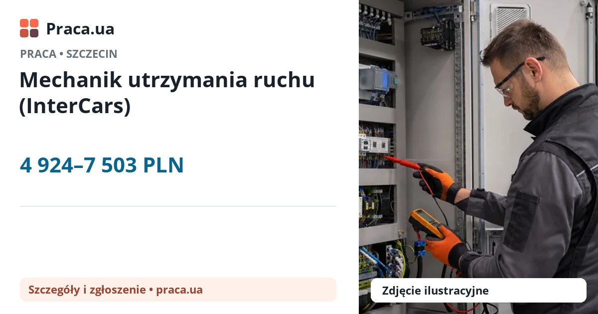 Mechanik utrzymania ruchu (InterCars). 4 924–7 503 PLN. . 