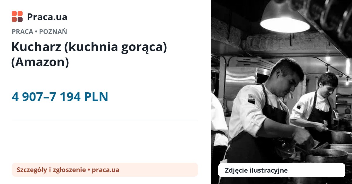 Kucharz (kuchnia gorąca) (Amazon). 4 907–7 194 PLN. . 