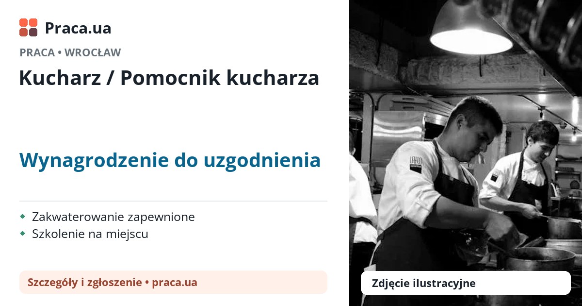 Kucharz / Pomocnik kucharza. Wynagrodzenie do uzgodnienia. . Zakwaterowanie zapewnione, Szkolenie na miejscu