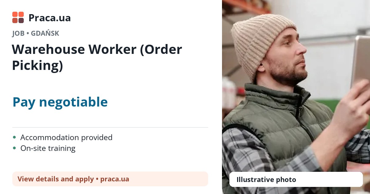Warehouse Worker (Order Picking). Pay negotiable. . Accommodation provided, On-site training