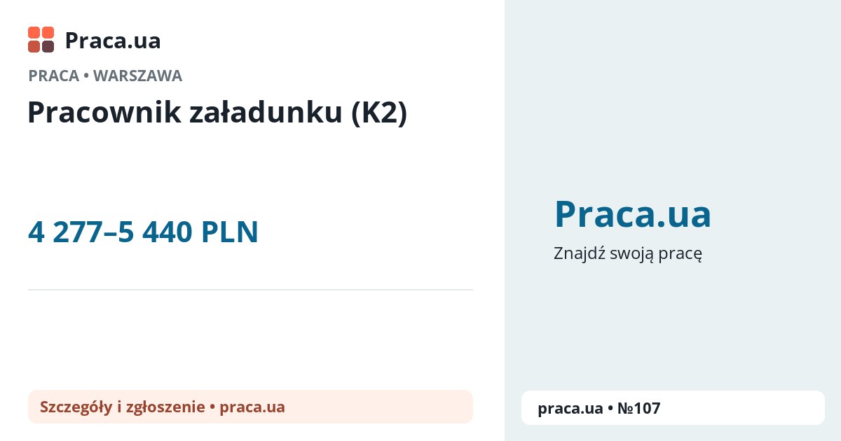 Pracownik załadunku (K2). 4 277–5 440 PLN. . 