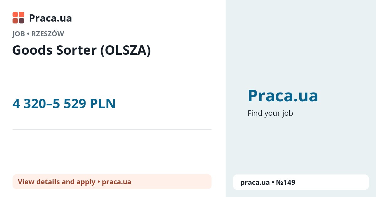 Goods Sorter (OLSZA). 4 320–5 529 PLN. . 