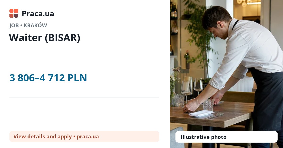 Waiter (BISAR). 3 806–4 712 PLN. . 