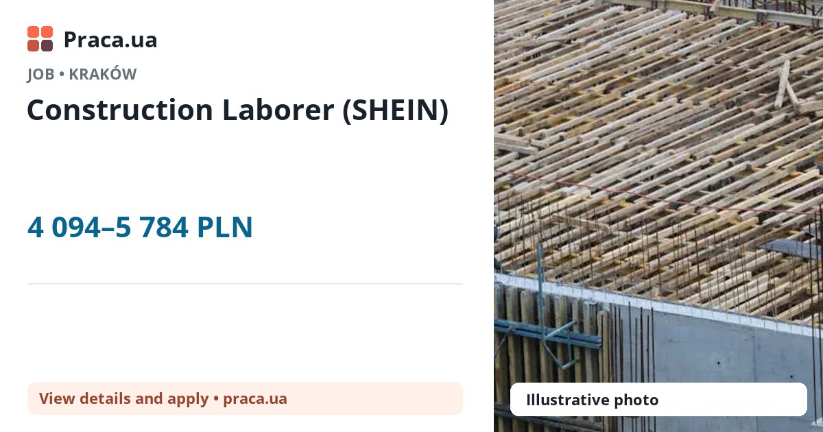 Construction Laborer (SHEIN). 4 094–5 784 PLN. . 